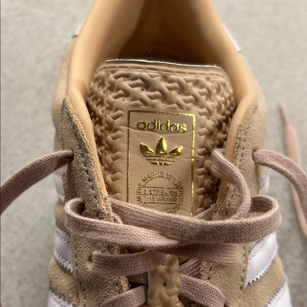 Adidas Gazelle Women's Tan and White Sneakers - Picture 3 of 4